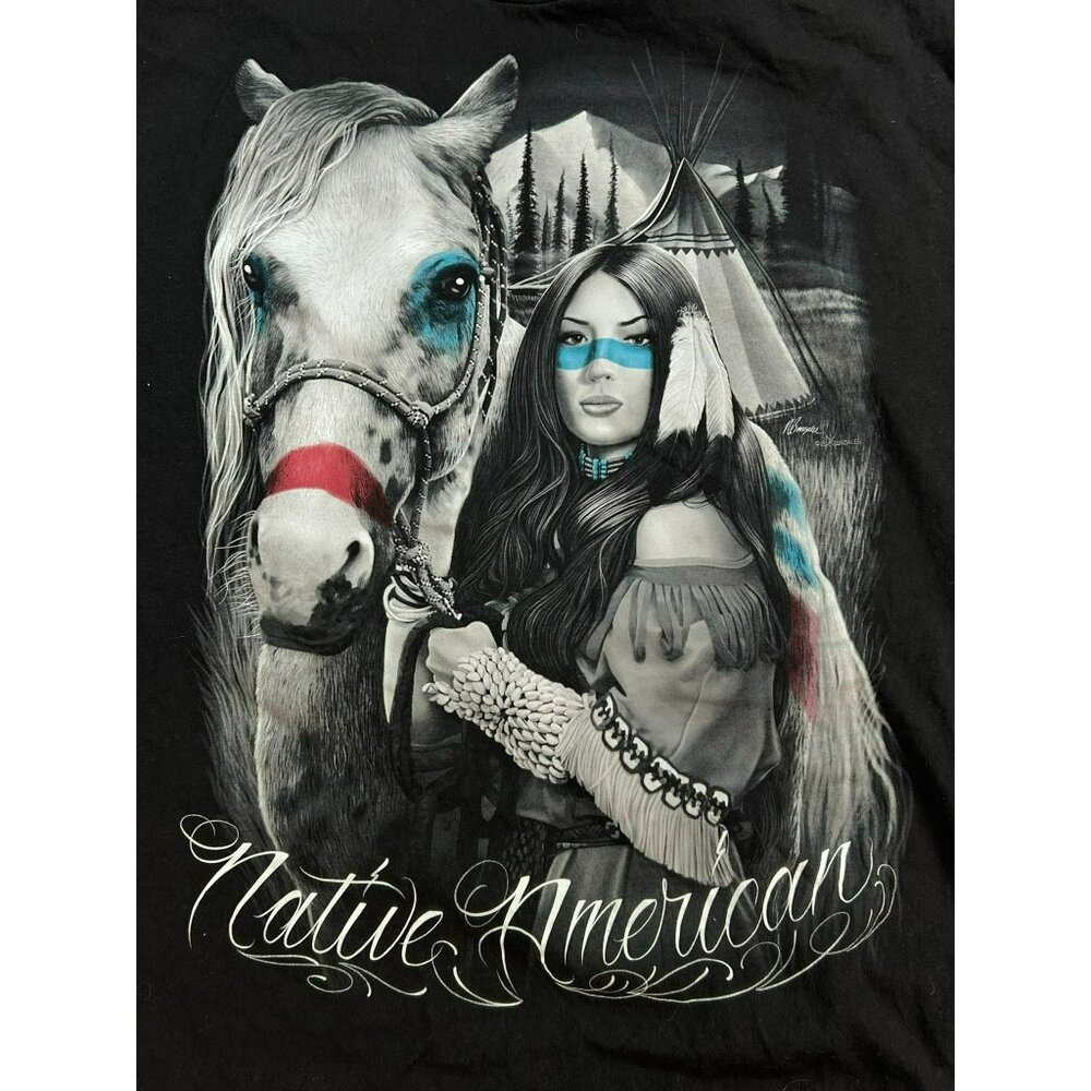 DGA Native American Graphic Tee Black 4XL Made In Mexico David Gonzales Art